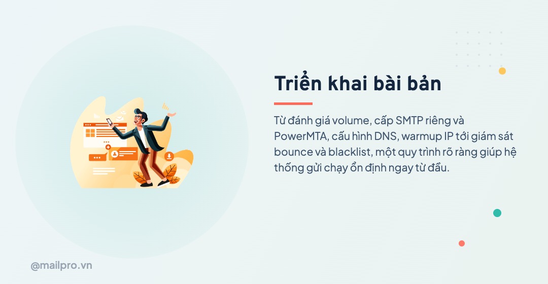 Cấu hình deliverability và warmup IP cho SMTP volume lớn