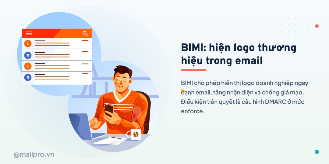 Logo thương hiệu hiển thị cạnh email trong hộp thư Gmail nhờ tiêu chuẩn BIMI