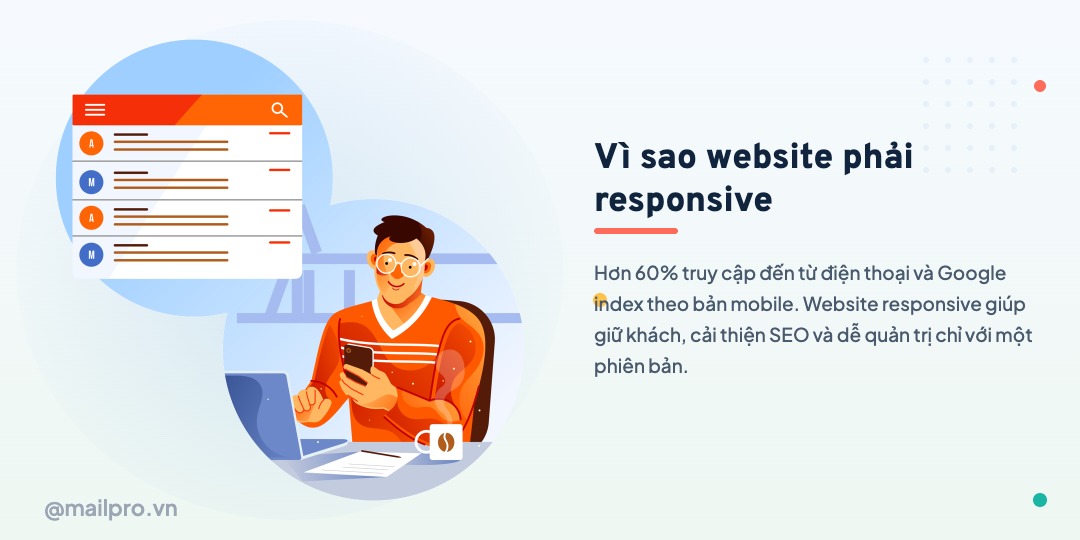 Website responsive hiển thị tốt trên máy tính, máy tính bảng và điện thoại